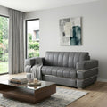 Gray and Silver Italian Leather Loveseat - 75-inch