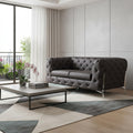 Brown and Silver Italian Leather Loveseat - 69-inch