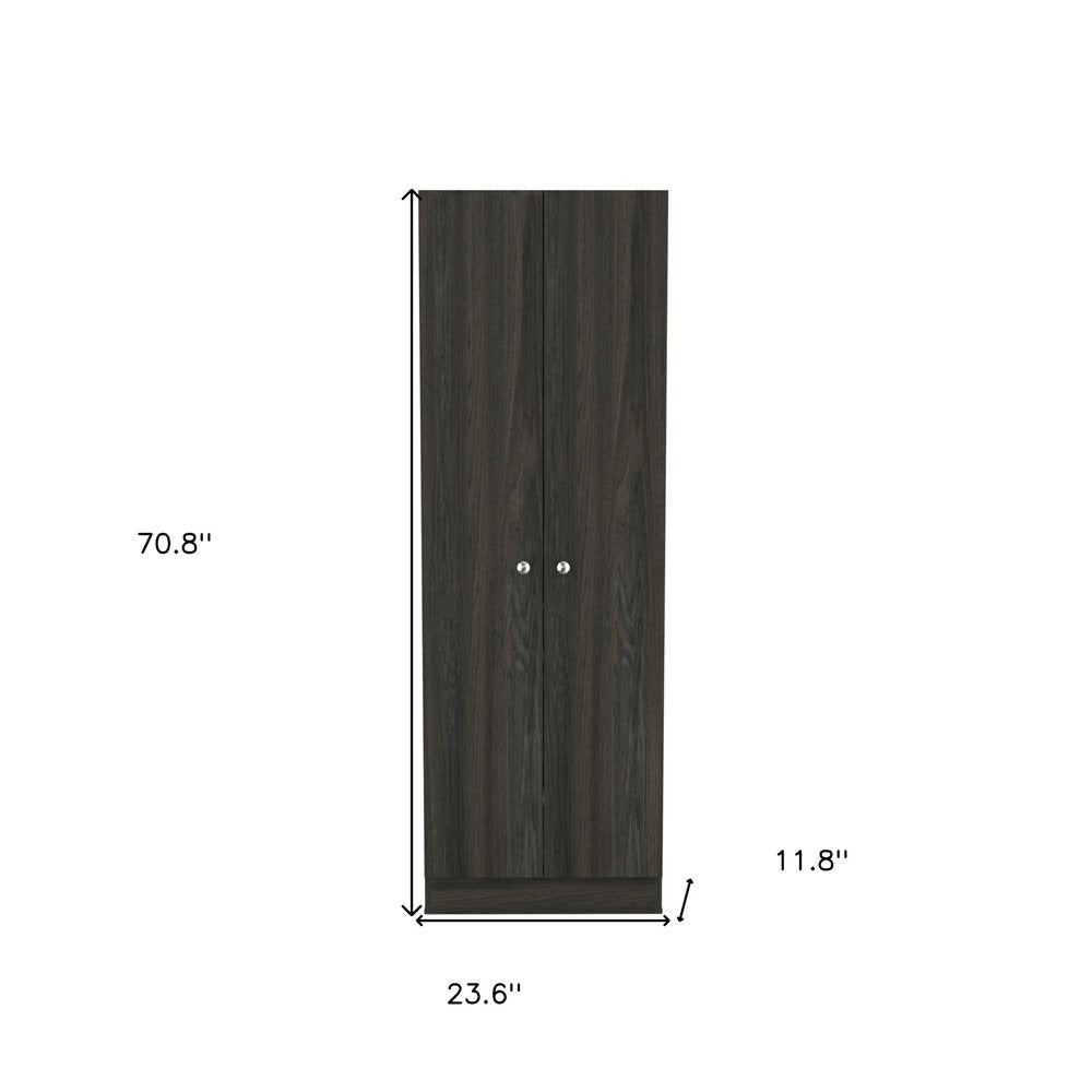 Dark Brown Wood Pantry or Storage Closet - 71-inch
