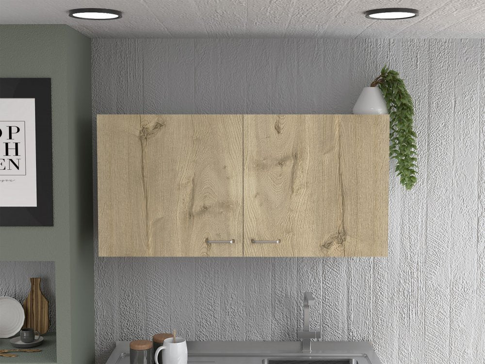 White and Light Oak Standard Accent Cabinet with One Shelf - 39-inch
