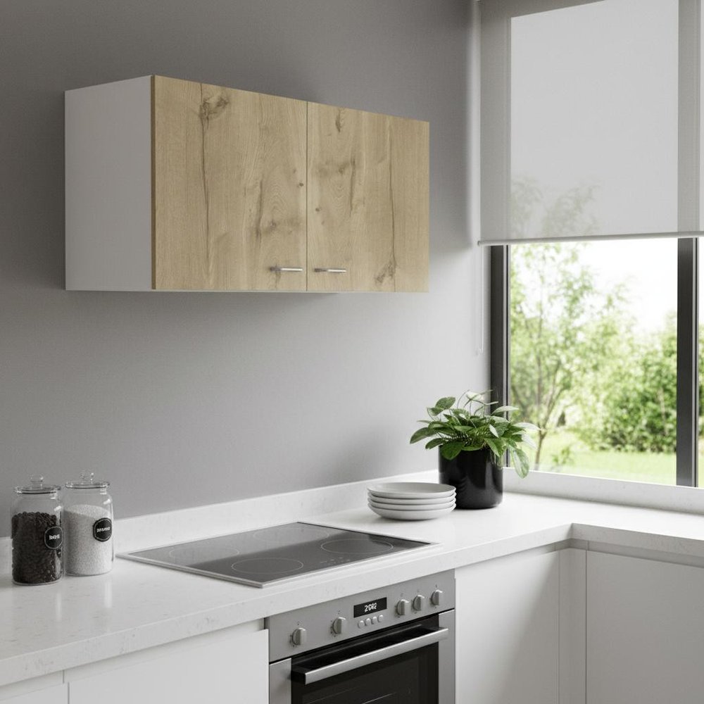 White and Light Oak Standard Accent Cabinet with One Shelf - 39-inch