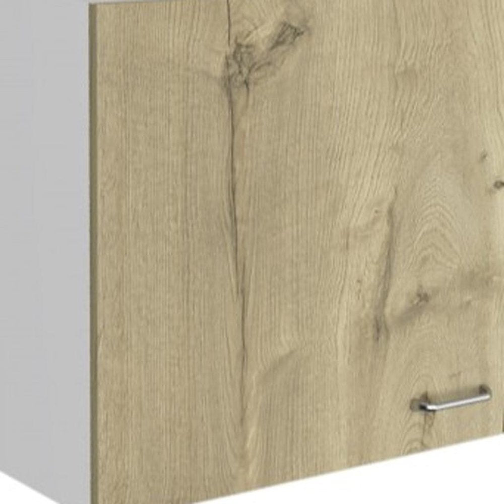 White and Light Oak Standard Accent Cabinet with One Shelf - 39-inch