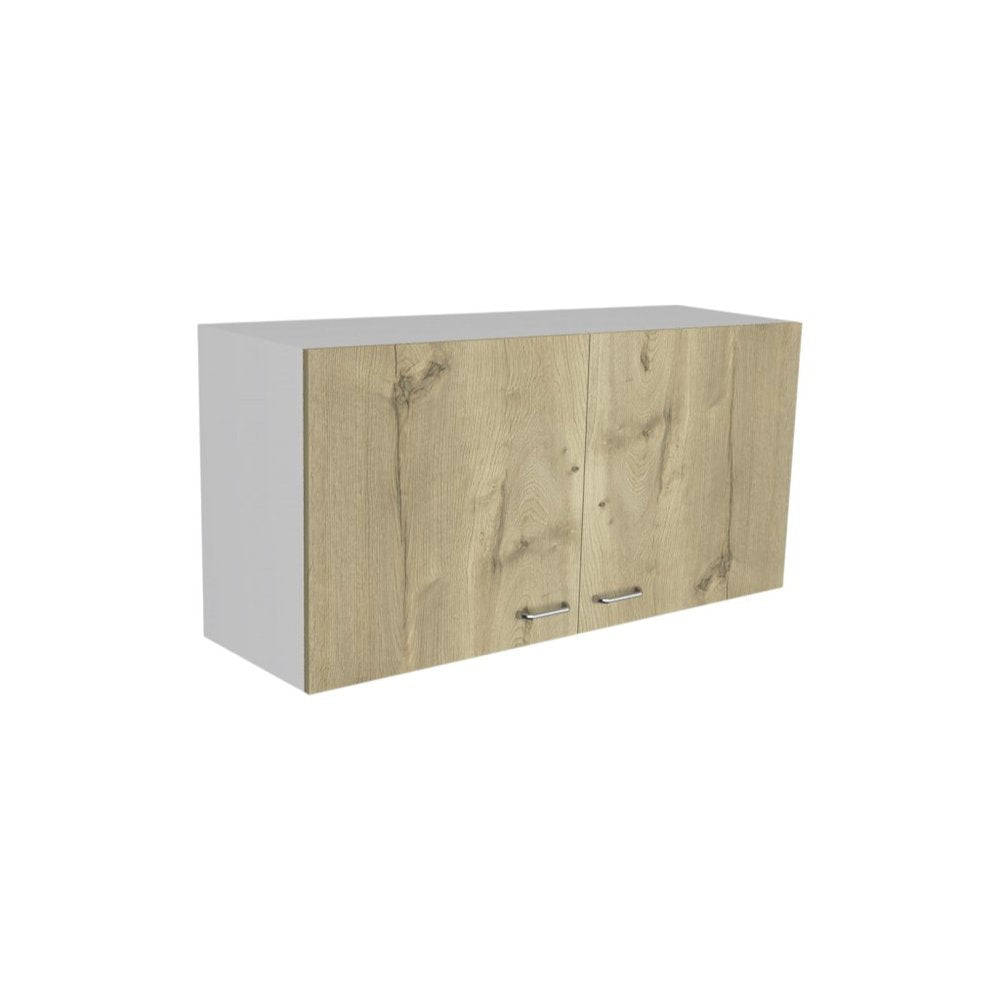 White and Light Oak Standard Accent Cabinet with One Shelf - 39-inch