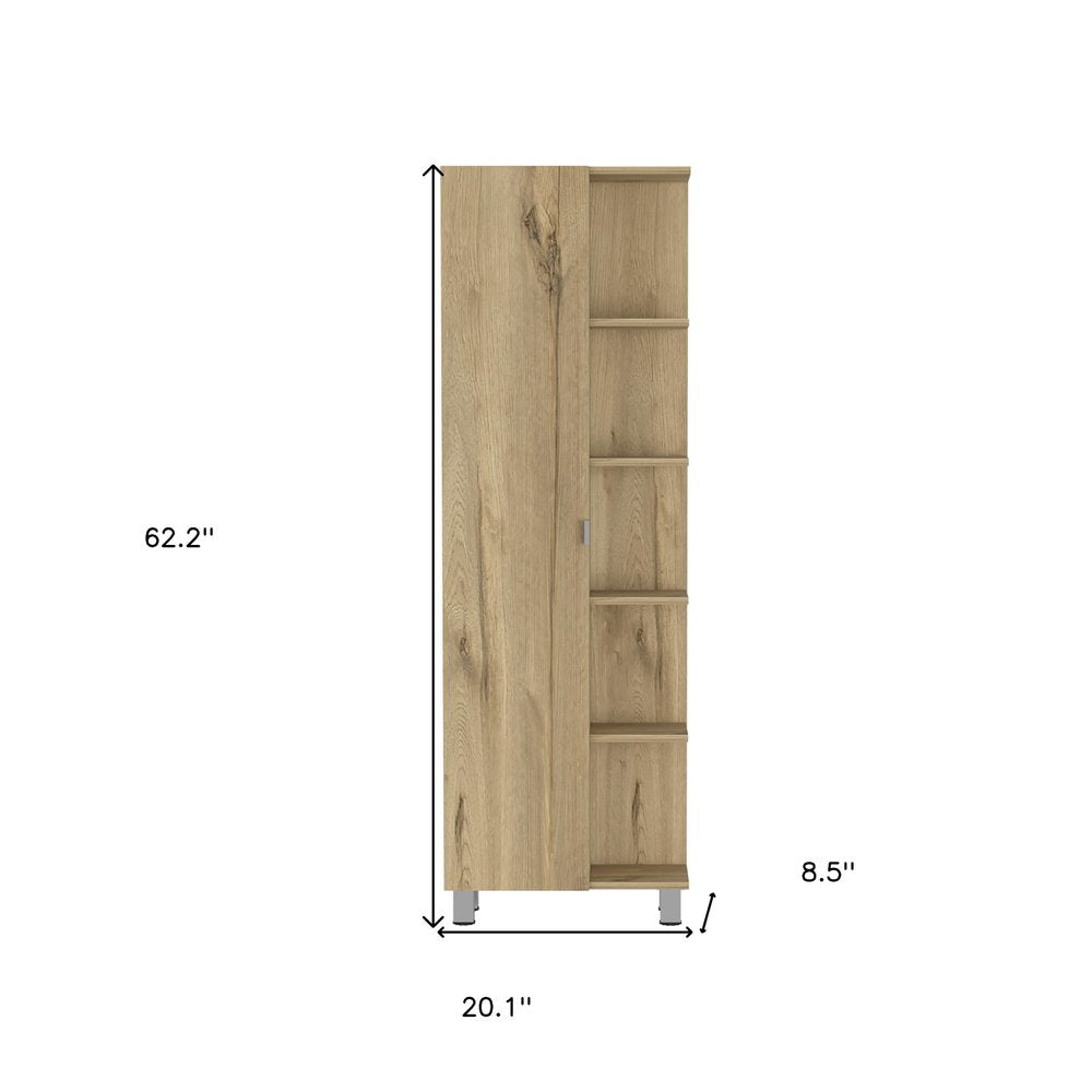 Oak Wood Pantry or Storage Closet - 62-inch