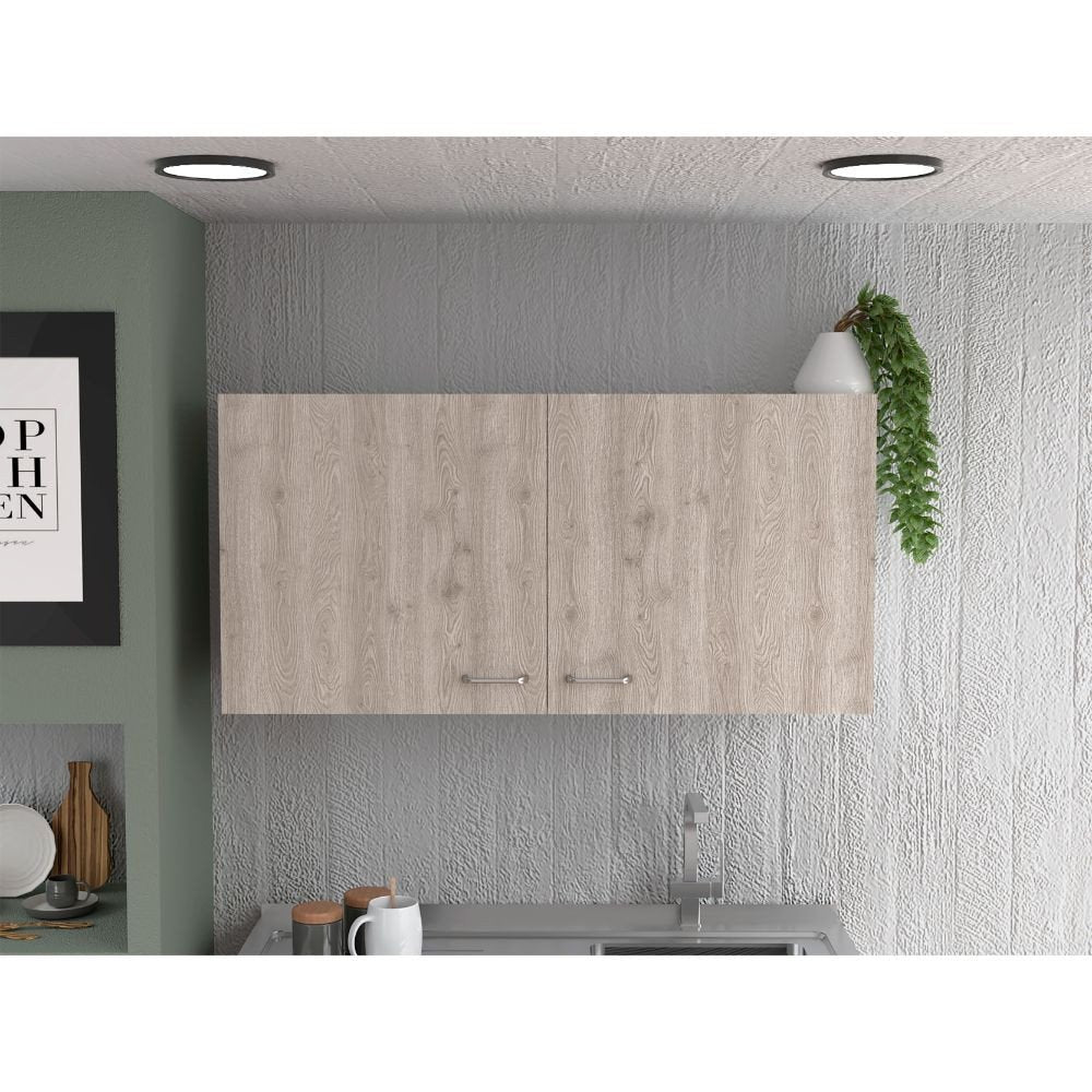 Oak Wood Wall Mounted Accent Cabinet with Two Doors - 39-inch