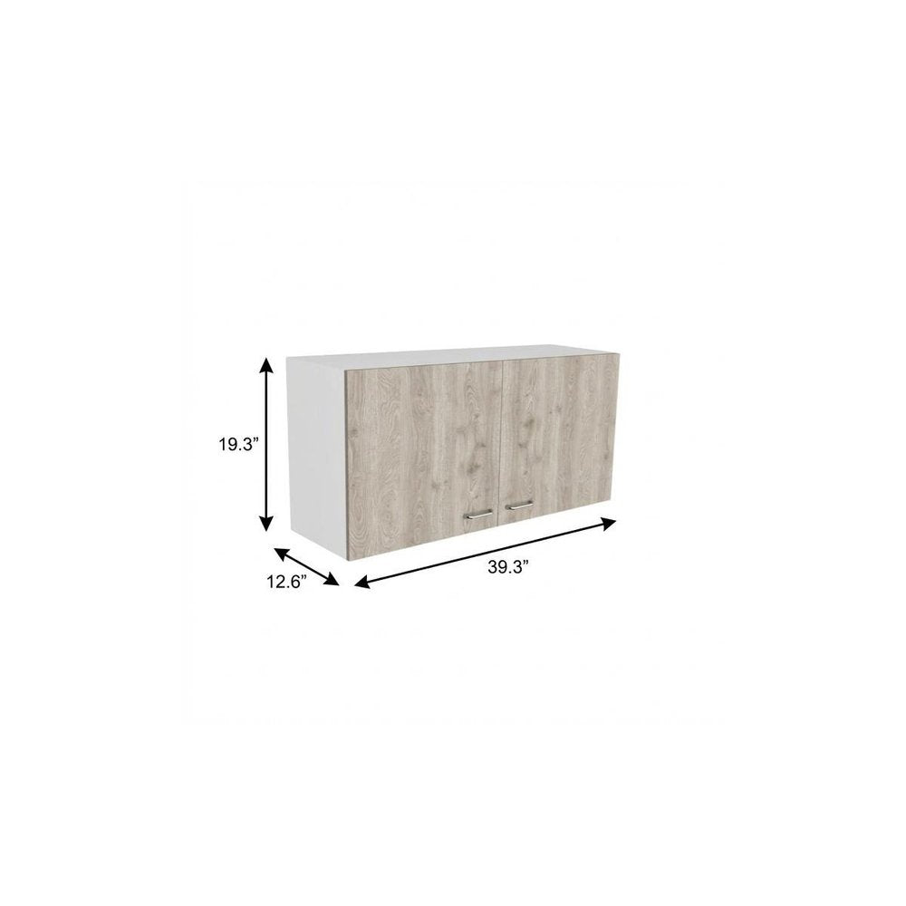 Oak Wood Wall Mounted Accent Cabinet with Two Doors - 39-inch