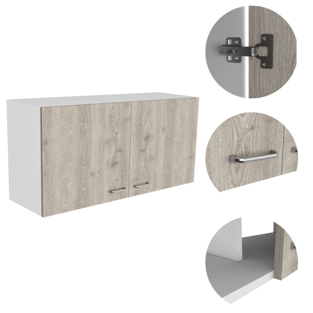Oak Wood Wall Mounted Accent Cabinet with Two Doors - 39-inch