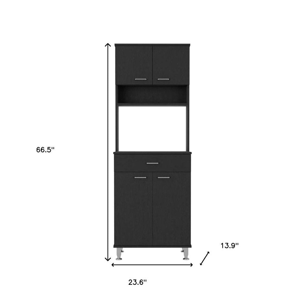 Black Wood Four Door Pantry or Storage Closet - 67-inch