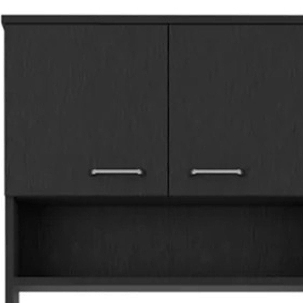 Black Wood Four Door Pantry or Storage Closet - 67-inch