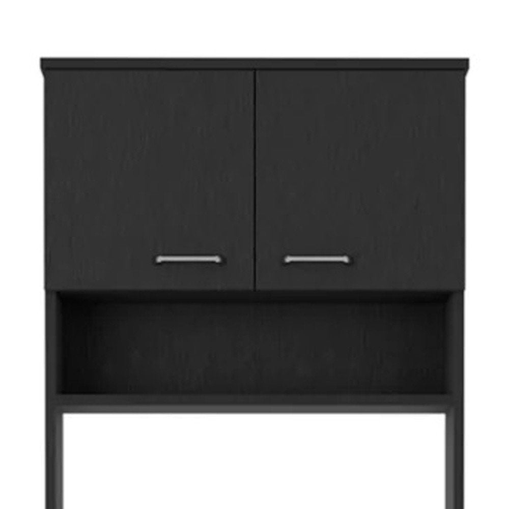 Black Wood Four Door Pantry or Storage Closet - 67-inch