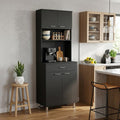 Black Wood Four Door Pantry or Storage Closet - 67-inch