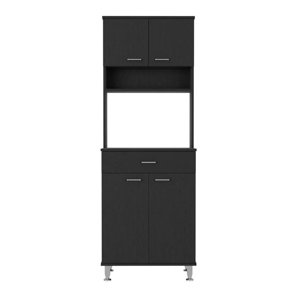 Black Wood Four Door Pantry or Storage Closet - 67-inch