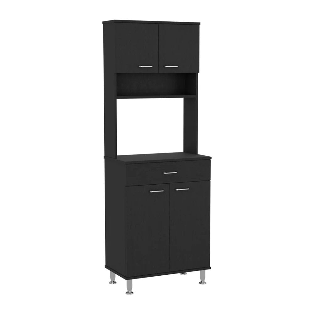 Black Wood Four Door Pantry or Storage Closet - 67-inch