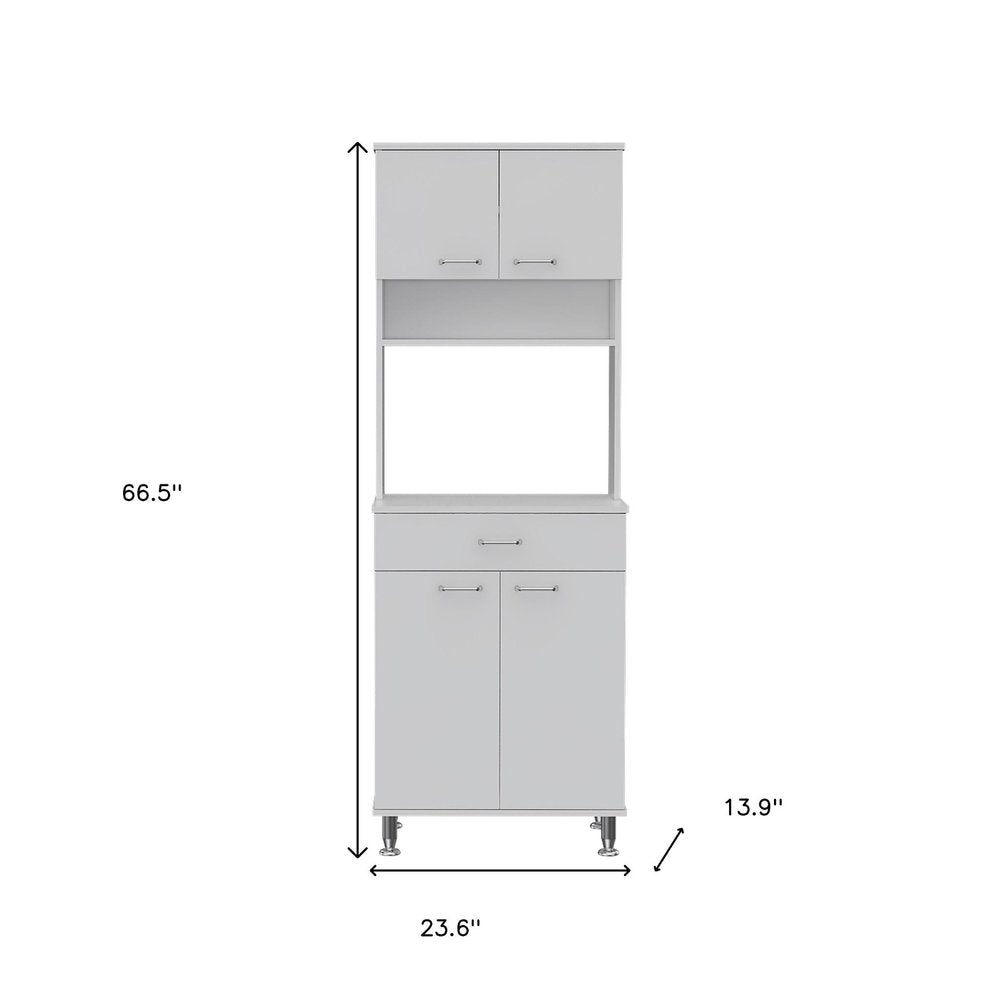 White Wood Four Door Pantry or Storage Closet - 67-inch