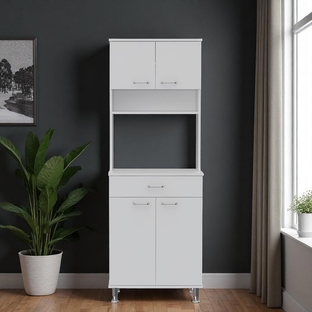 White Wood Four Door Pantry or Storage Closet - 67-inch