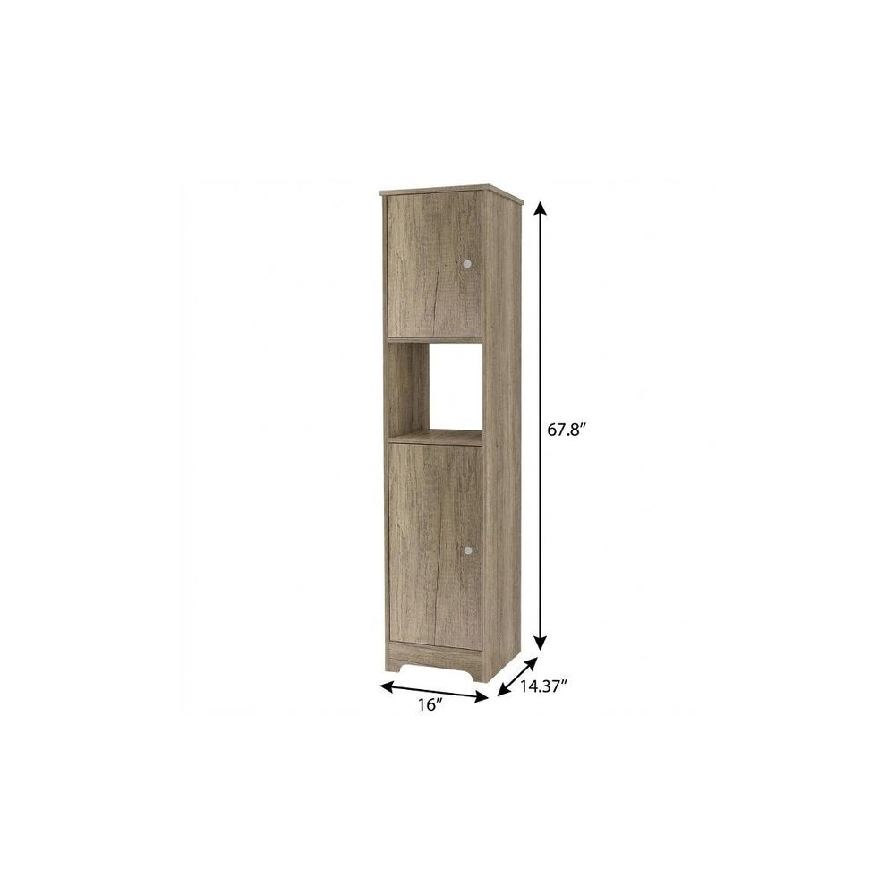 Natural Wood Accent Cabinet with Two Doors - 16-inch