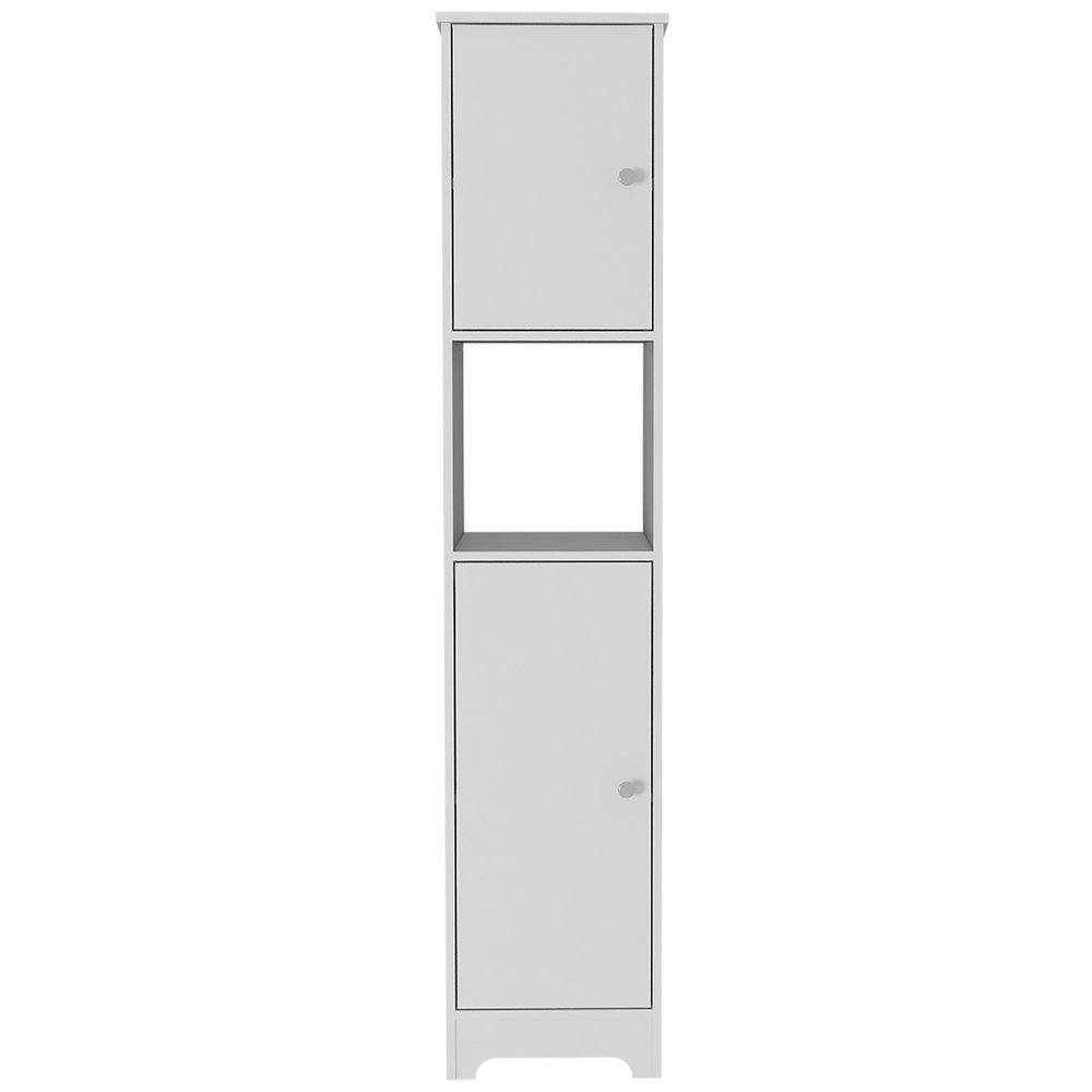 White Wood Accent Cabinet with Two Doors - 16-inch