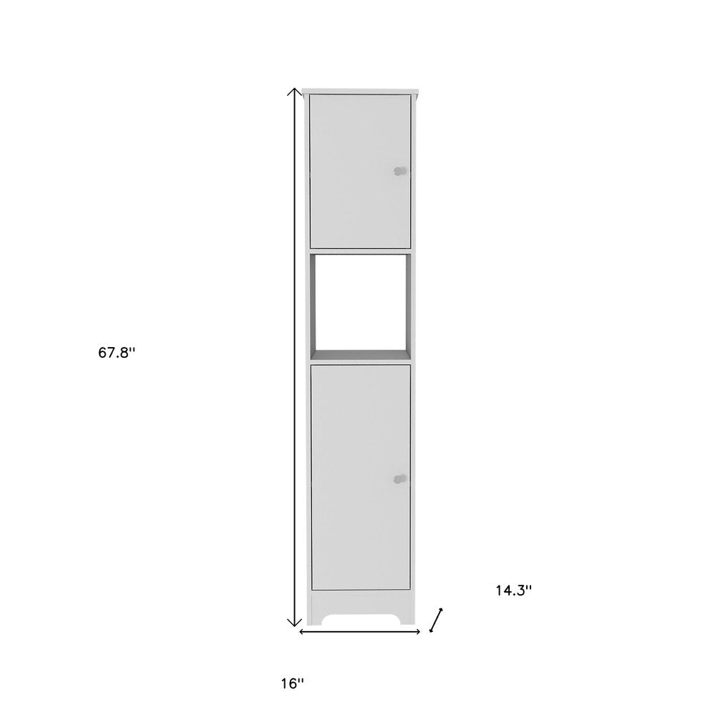 White Wood Accent Cabinet with Two Doors - 16-inch