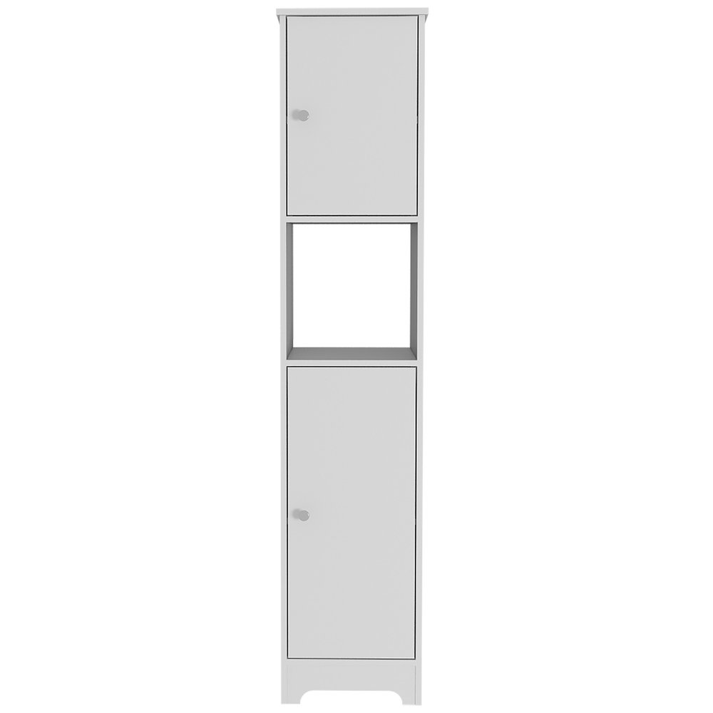 White Wood Accent Cabinet with Two Doors - 16-inch