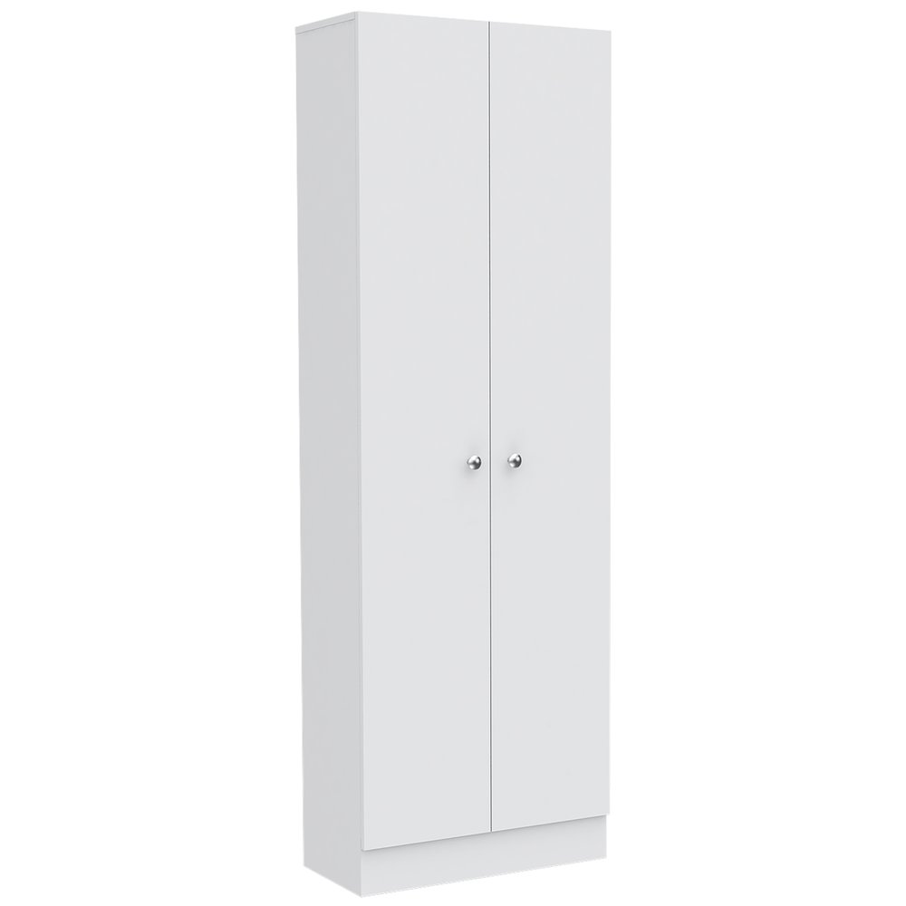 White Wood Two Door Pantry or Storage Closet - 71-inch