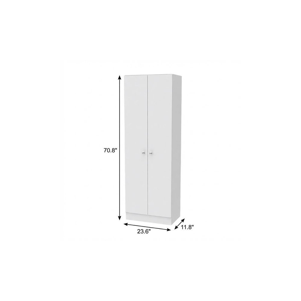White Wood Two Door Pantry or Storage Closet - 71-inch