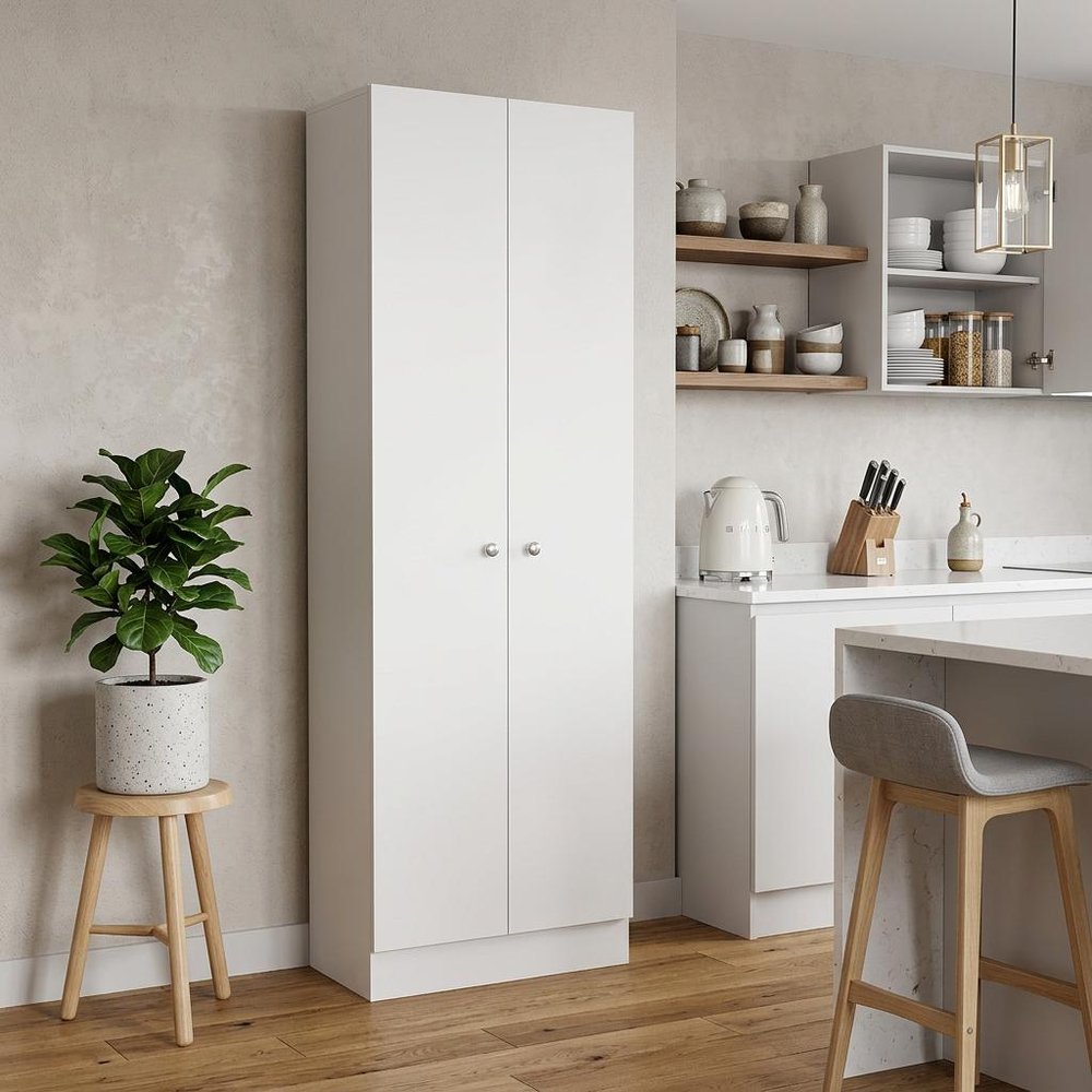 White Wood Two Door Pantry or Storage Closet - 71-inch