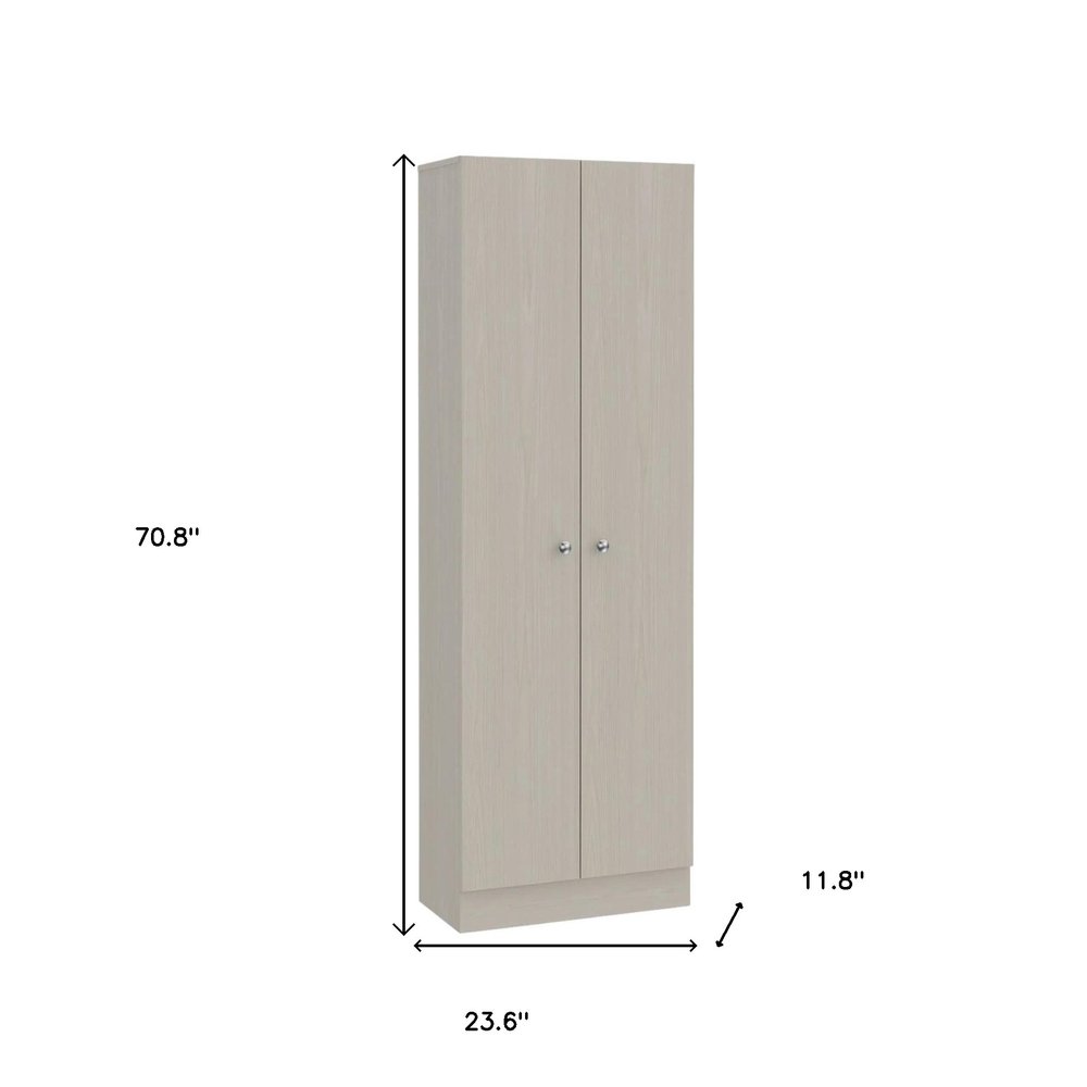 Light Gray Wood Pantry or Storage Closet - 71-inch