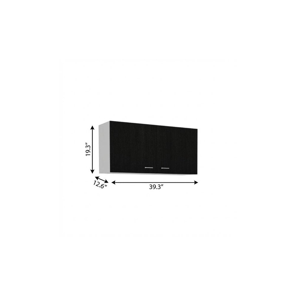 Black and White Wood Wall Mounted Accent Cabinet with Two Doors - 39-inch