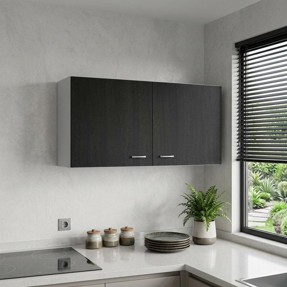Black and White Wood Wall Mounted Accent Cabinet with Two Doors - 39-inch