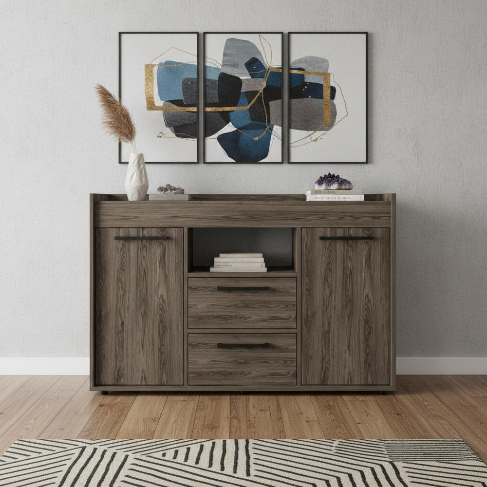 Dark Brown Two Drawer with Two Doors - 47-inch