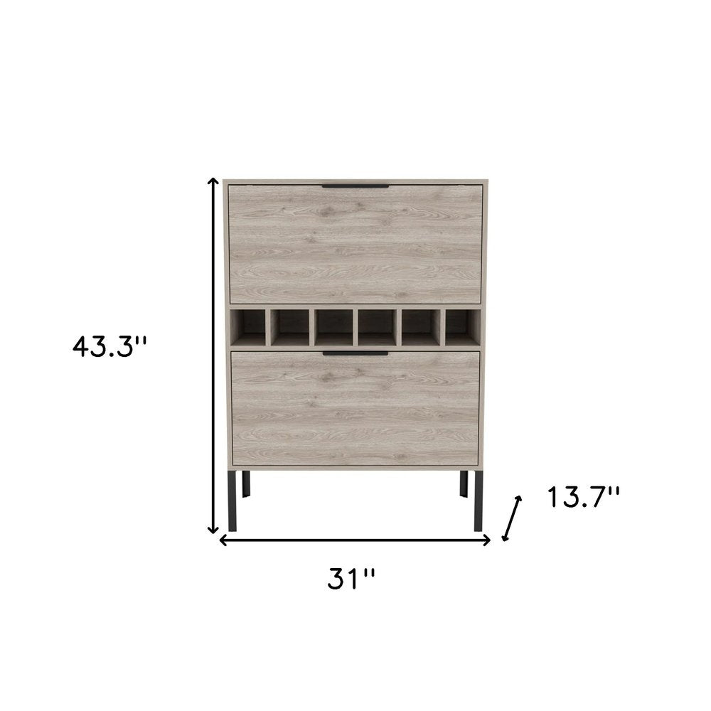 Light Gray and Black Wood Console Bar Cabinet with Two Doors - 43-inch