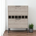 Light Gray and Black Wood Console Bar Cabinet with Two Doors - 43-inch