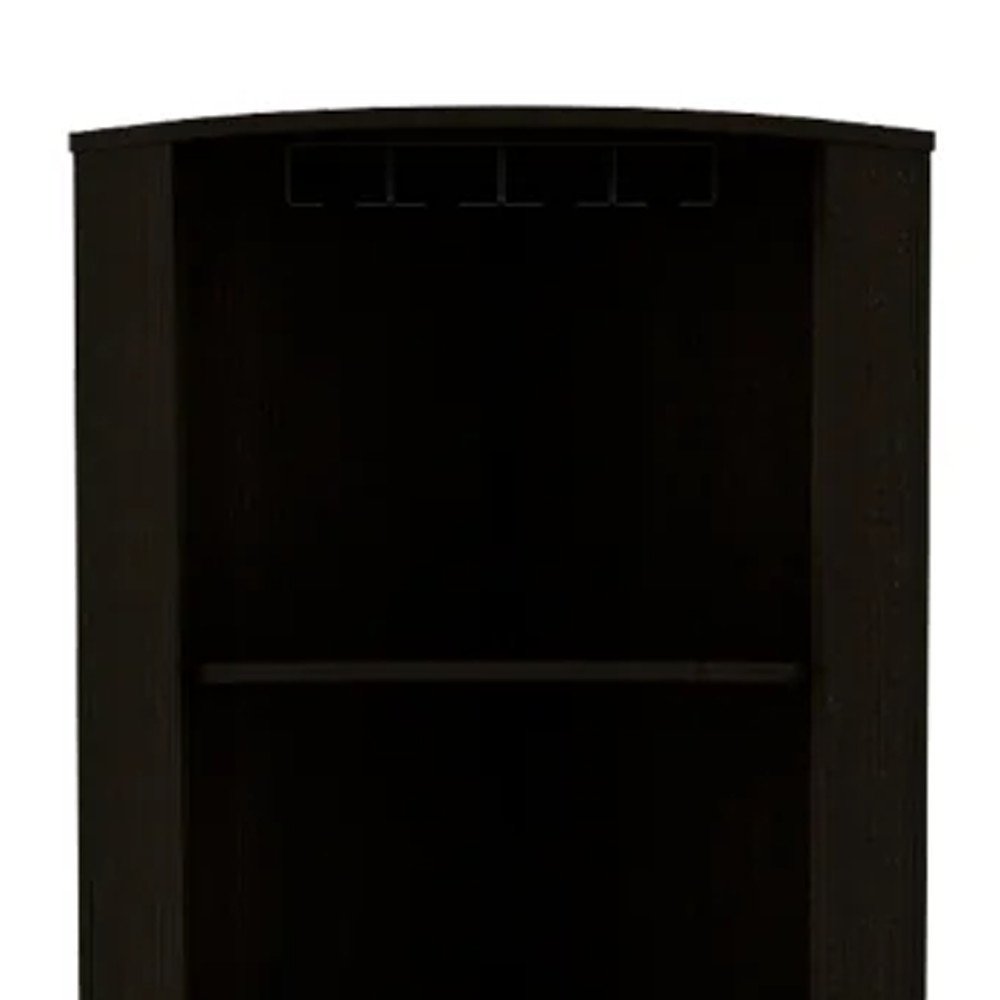 Black Wood Corner Bar Cabinet with Two Doors - 71-inch