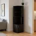 Black Wood Corner Bar Cabinet with Two Doors - 71-inch