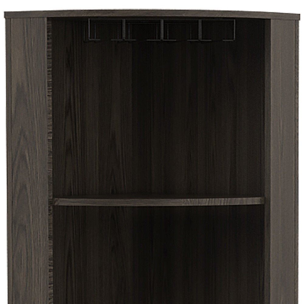 Dark Brown Wood Corner Bar Cabinet with Two Doors - 71-inch