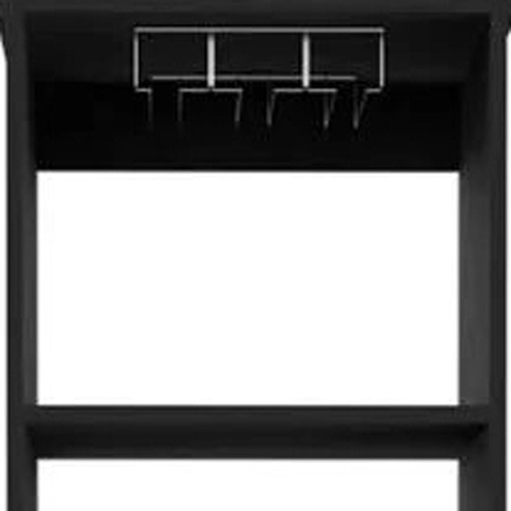Black Wood Bar Cabinet with Two Drawers - 63-inch