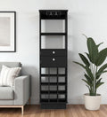 Black Wood Bar Cabinet with Two Drawers - 63-inch