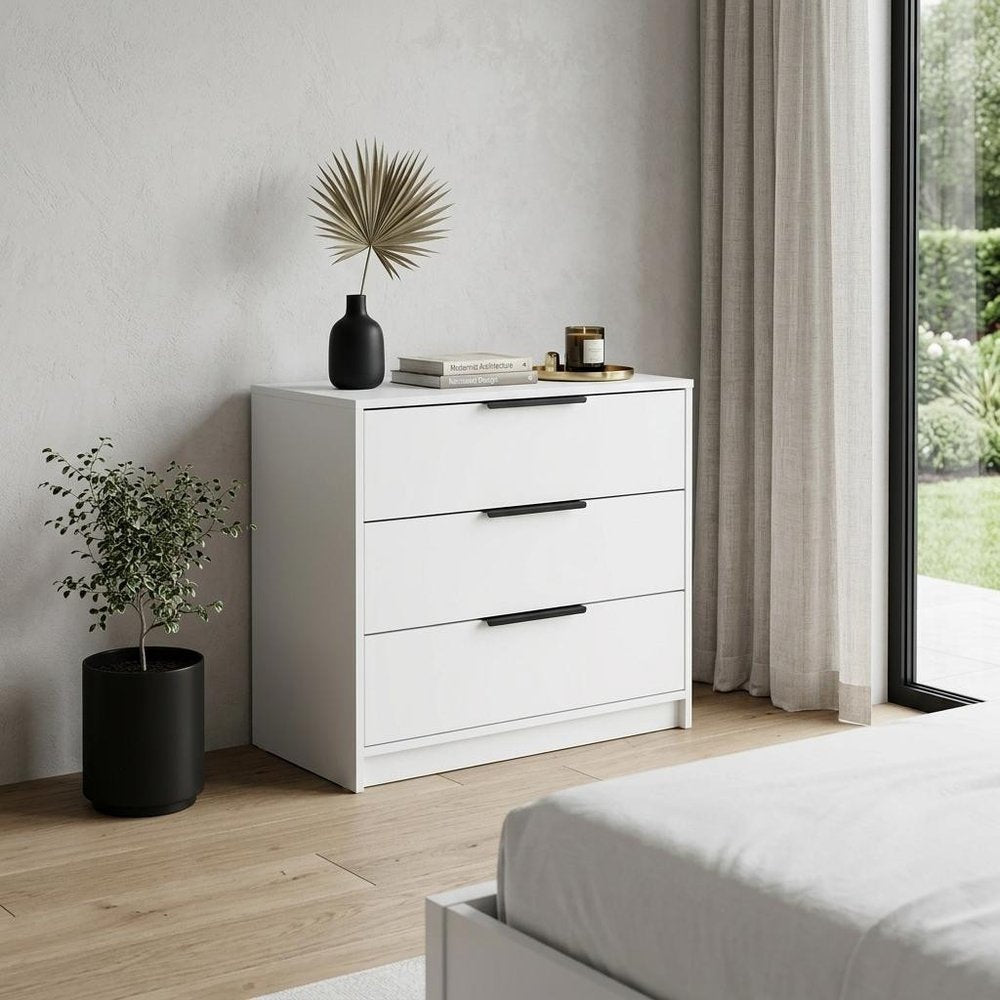White Three Drawer Standard Chest - 28-inch