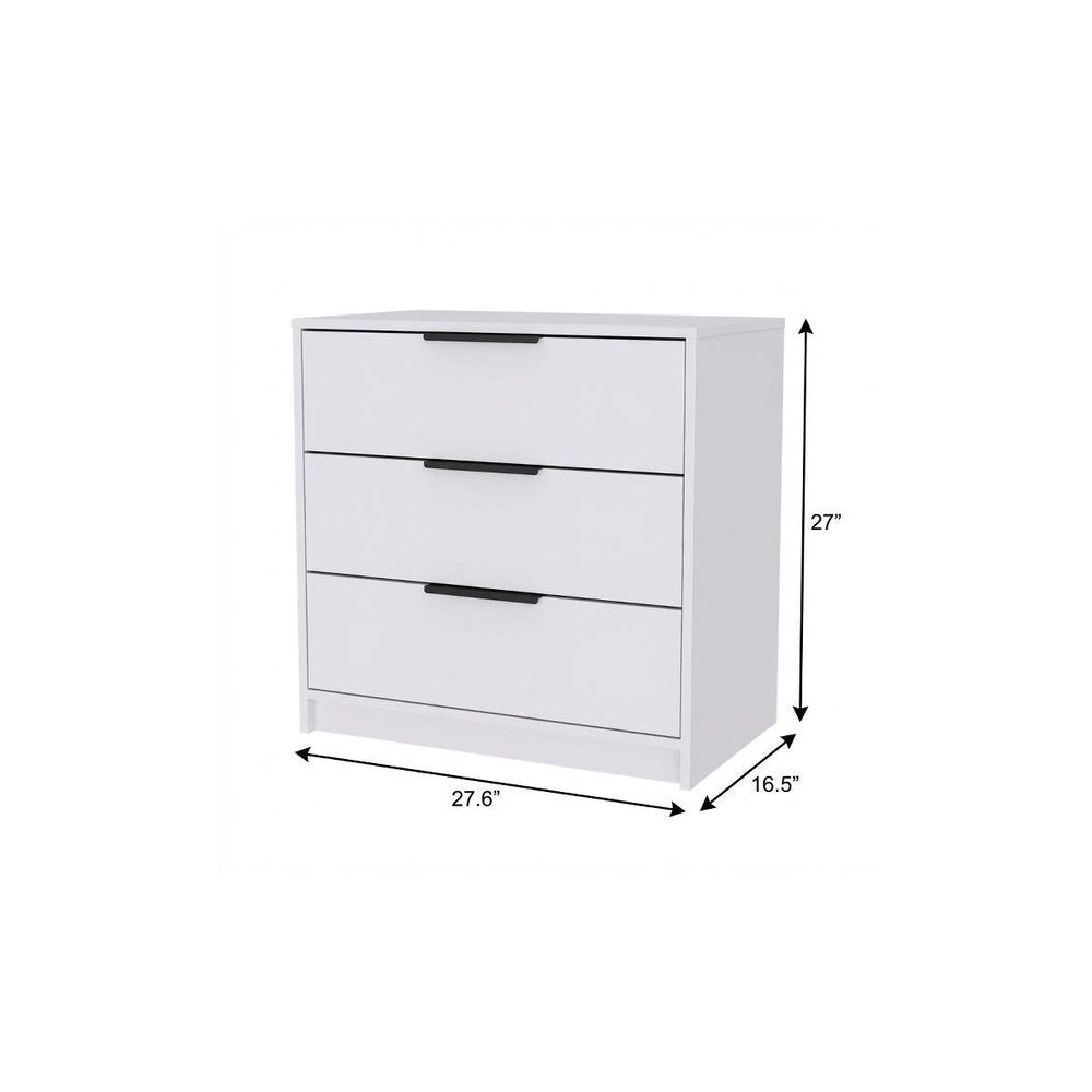 White Three Drawer Standard Chest - 28-inch