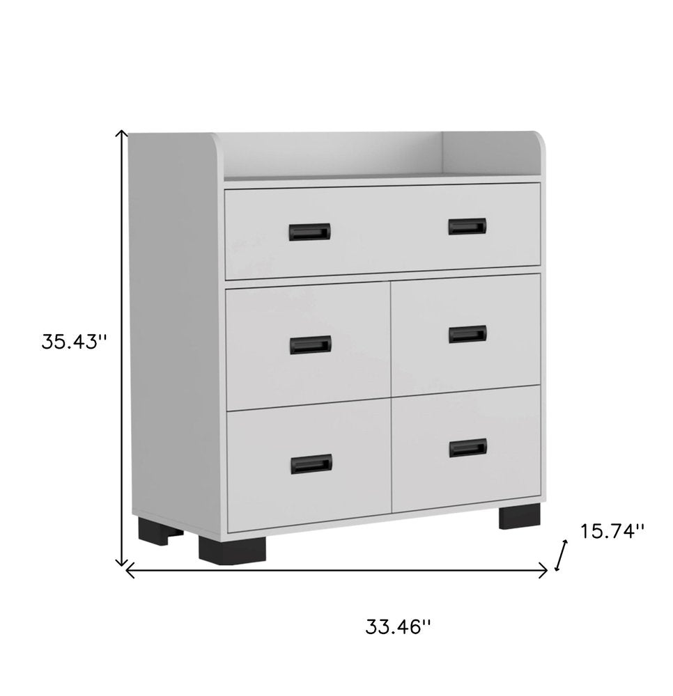 White Five Drawer Dresser - 33-inch