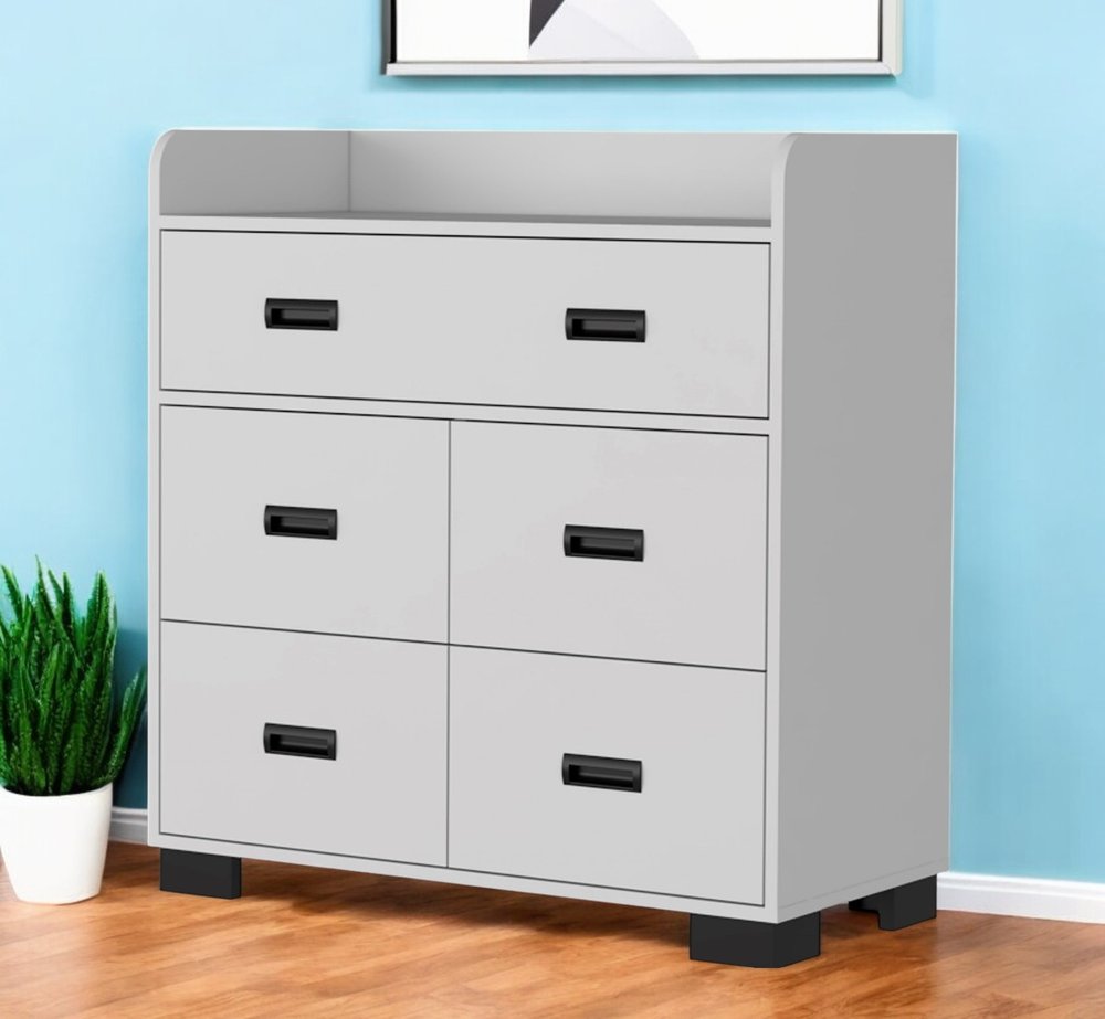 White Five Drawer Dresser - 33-inch