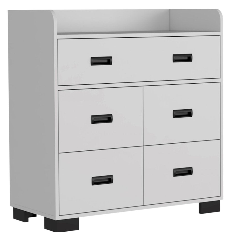 White Five Drawer Dresser - 33-inch