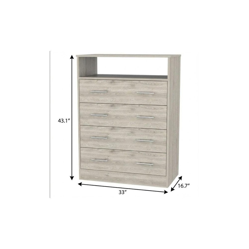 Light Grey Manufactured Wood Four Drawer Dresser - 33-inch
