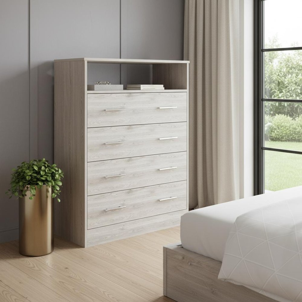 Light Grey Manufactured Wood Four Drawer Dresser - 33-inch