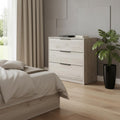 Light Gray Wood Three Drawer Dresser - 28-inch