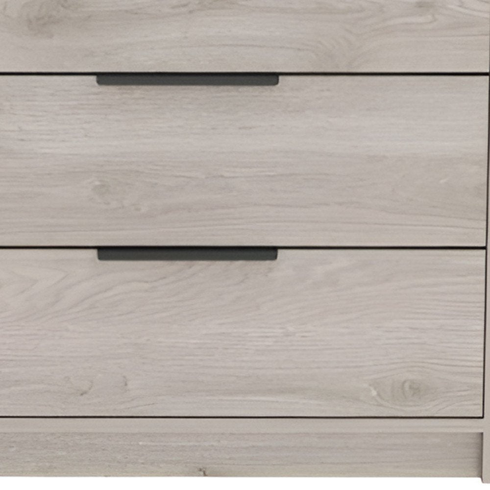 Light Gray Wood Three Drawer Dresser - 28-inch