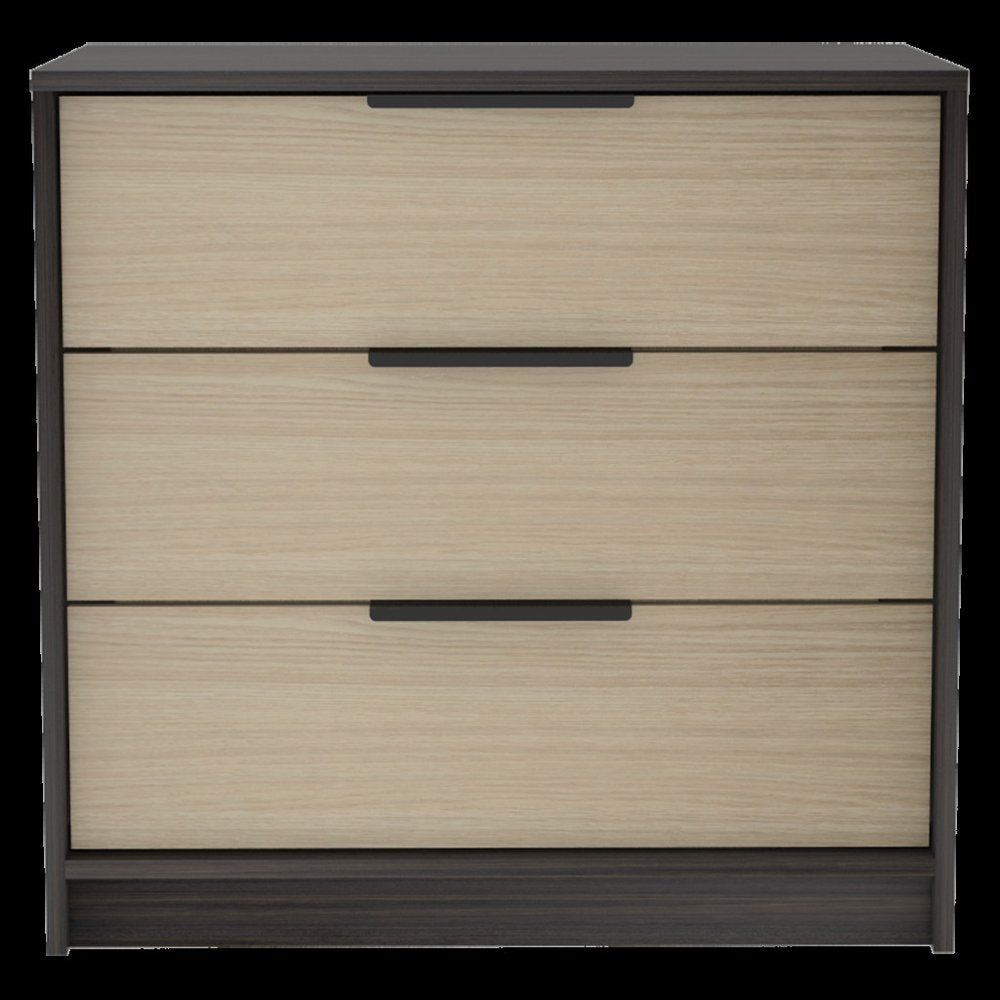 Brown and Black Three Drawer Dresser - 28-inch