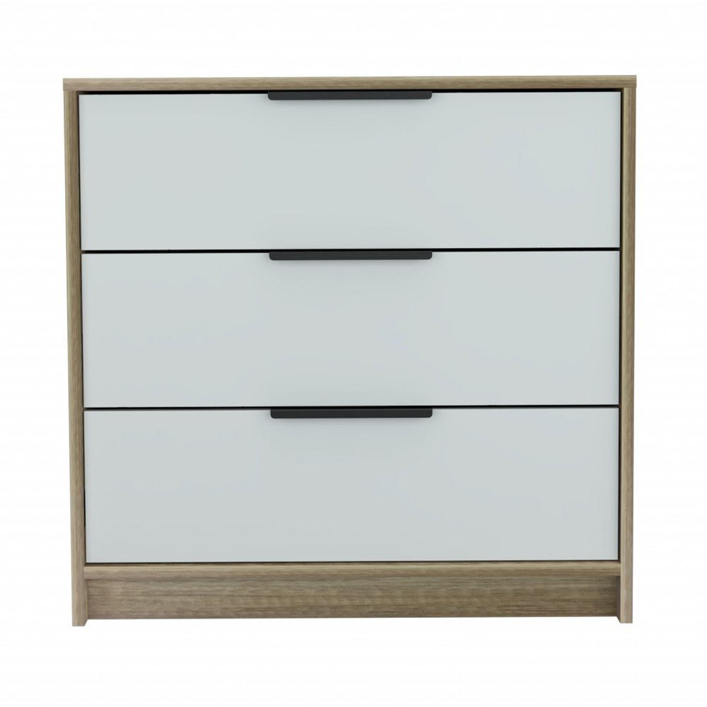 Brown and White Three Drawer Dresser - 28-inch