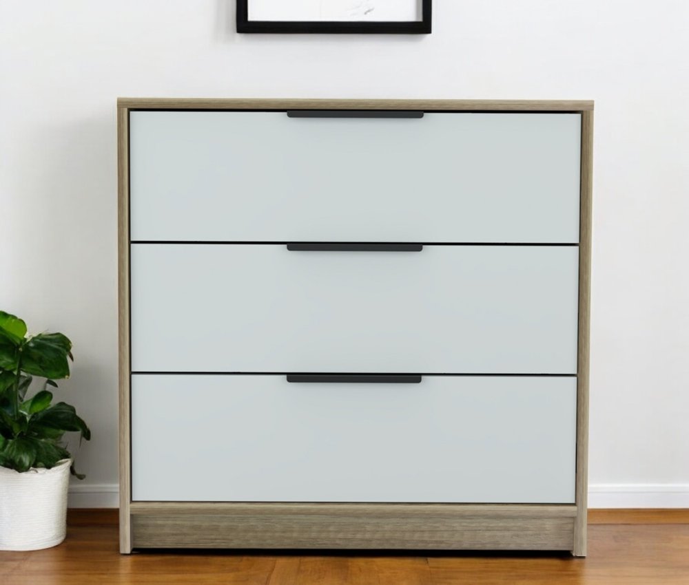 Brown and White Three Drawer Dresser - 28-inch