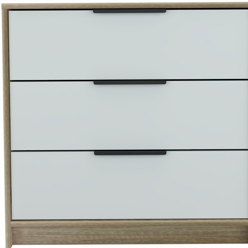 Brown and White Three Drawer Dresser - 28-inch